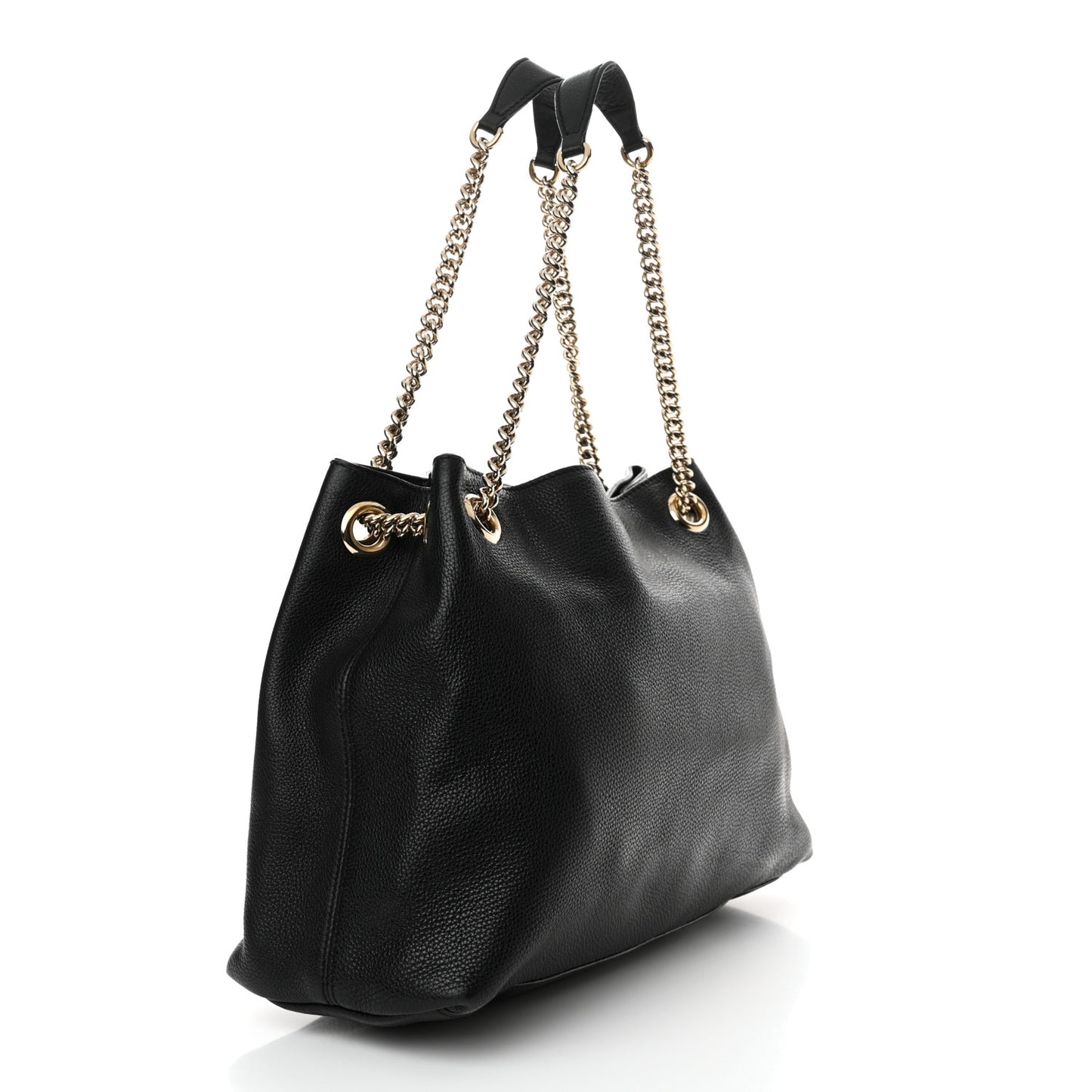 Pebbled Calfskin Medium Soho Chain Shoulder Bag Black