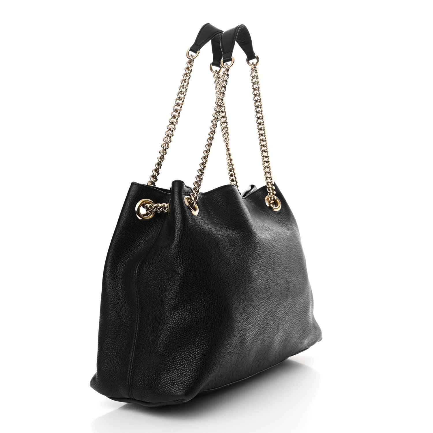 Gucci Pebbled Calfskin Medium Soho Chain Shoulder Bag Black 3 of 14