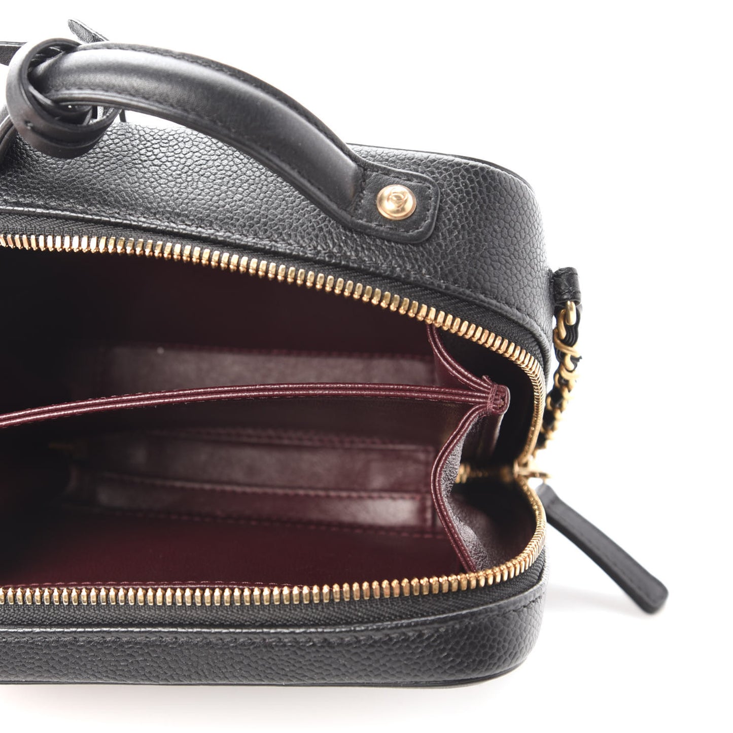 Caviar Quilted Small CC Filigree Vanity Case Black