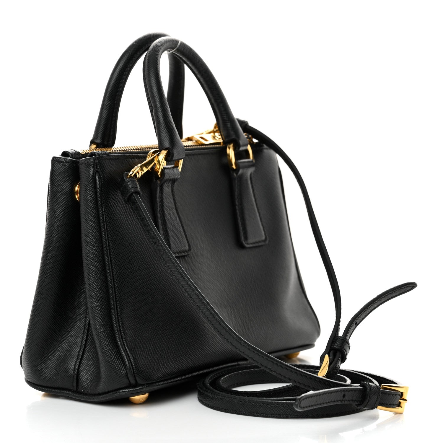 Prada Saffiano Lux Micro Galleria Double Zip Tote Black 3 of 14