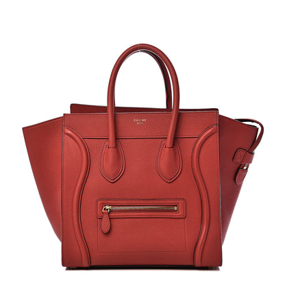 Celine Drummed Calfskin Mini Luggage Coquelicot 1 of 16