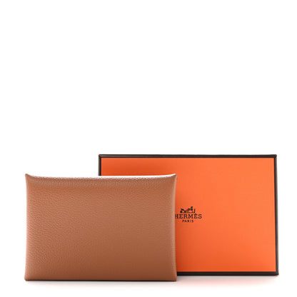 Hermes Evercolor Calvi Duo Card Case Gold 8 of 8