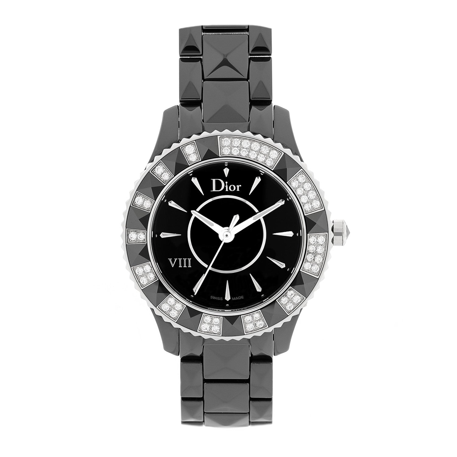 Christian Dior Stainless Steel Ceramic Diamond 33mm Dior VIII Quartz Watch Black 1 of 5