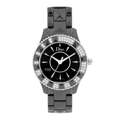 Christian Dior Stainless Steel Ceramic Diamond 33mm Dior VIII Quartz Watch Black 1 of 5