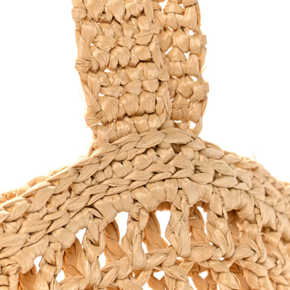 Prada Yarn Raffia Effect Crochet Logo Embroidered Tote Bag Naturale 10 of 11