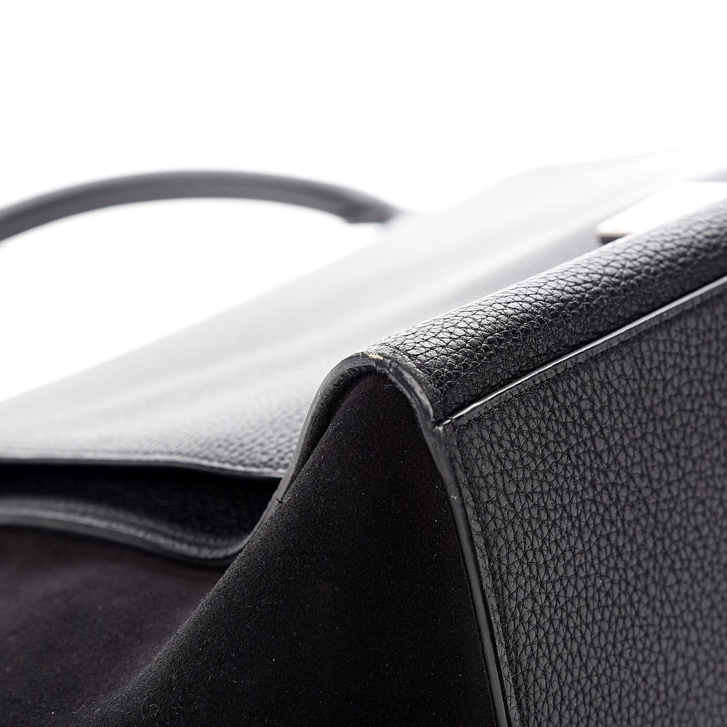 Drummed Calfskin Suede Medium Trapeze Black