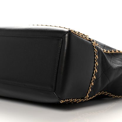 Chanel Calfskin Quilted Chain Lines Shopping Tote Black 10 of 10