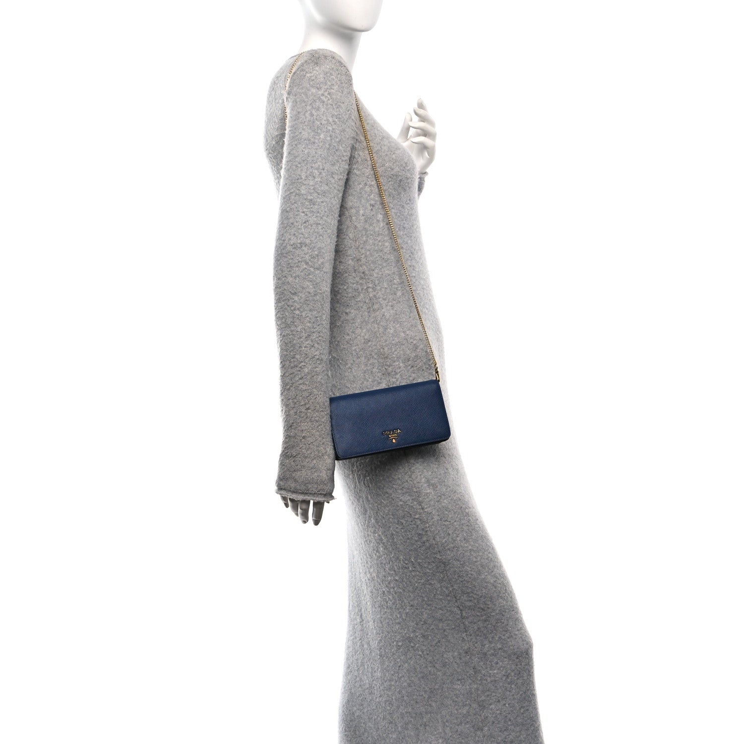 Prada Saffiano Metal Oro Mini Bag Bluette 2 of 9