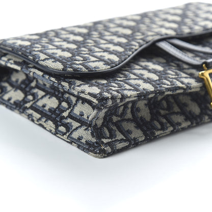 Christian Dior Oblique Saddle Chain Pouch Blue 6 of 10