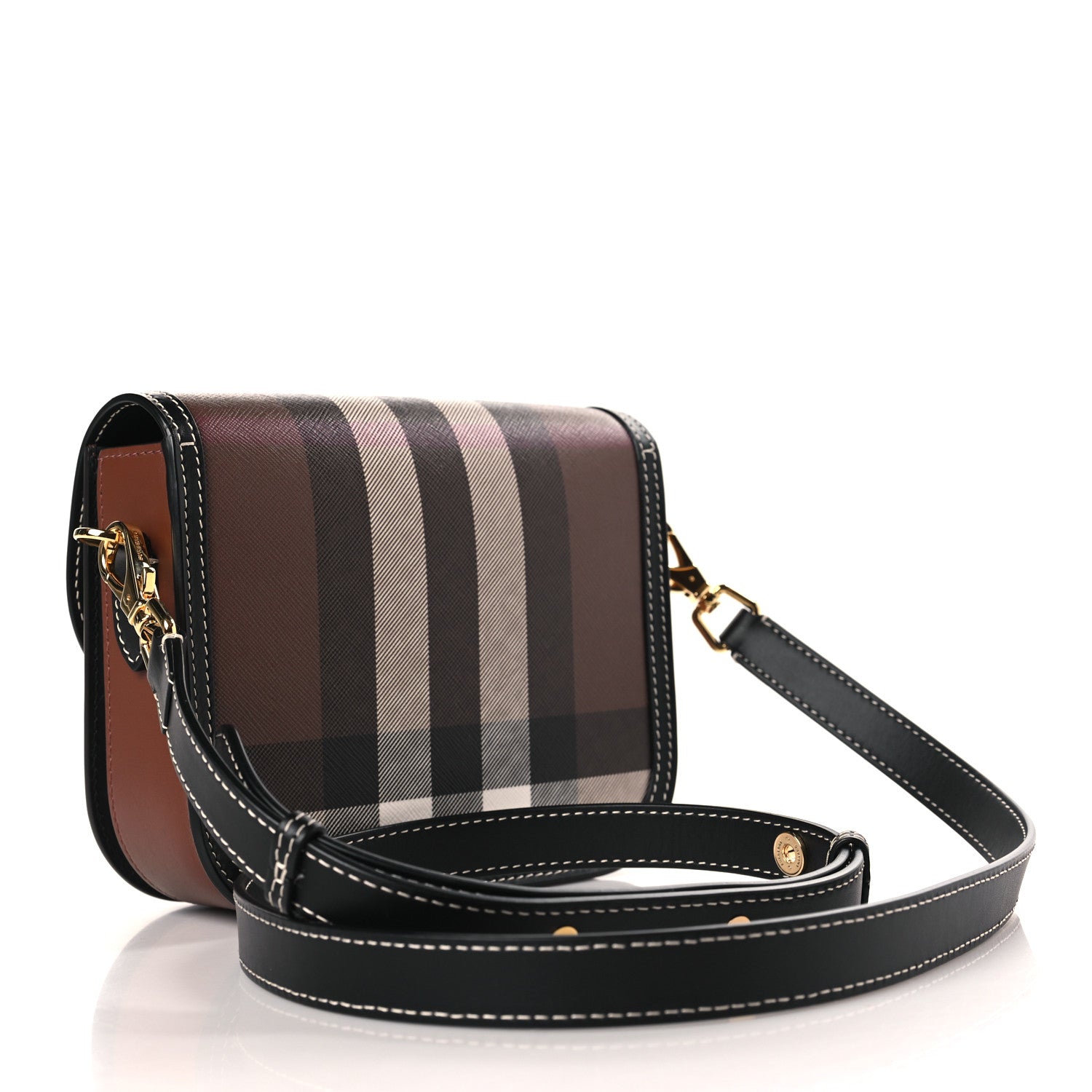 Burberry Calfskin Check Small Elizabeth Bag Brown 3 of 8