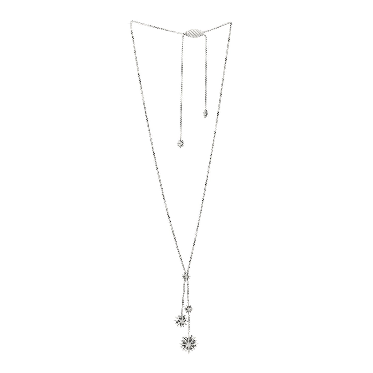 Sterling Silver Diamond Starburst Y Necklace