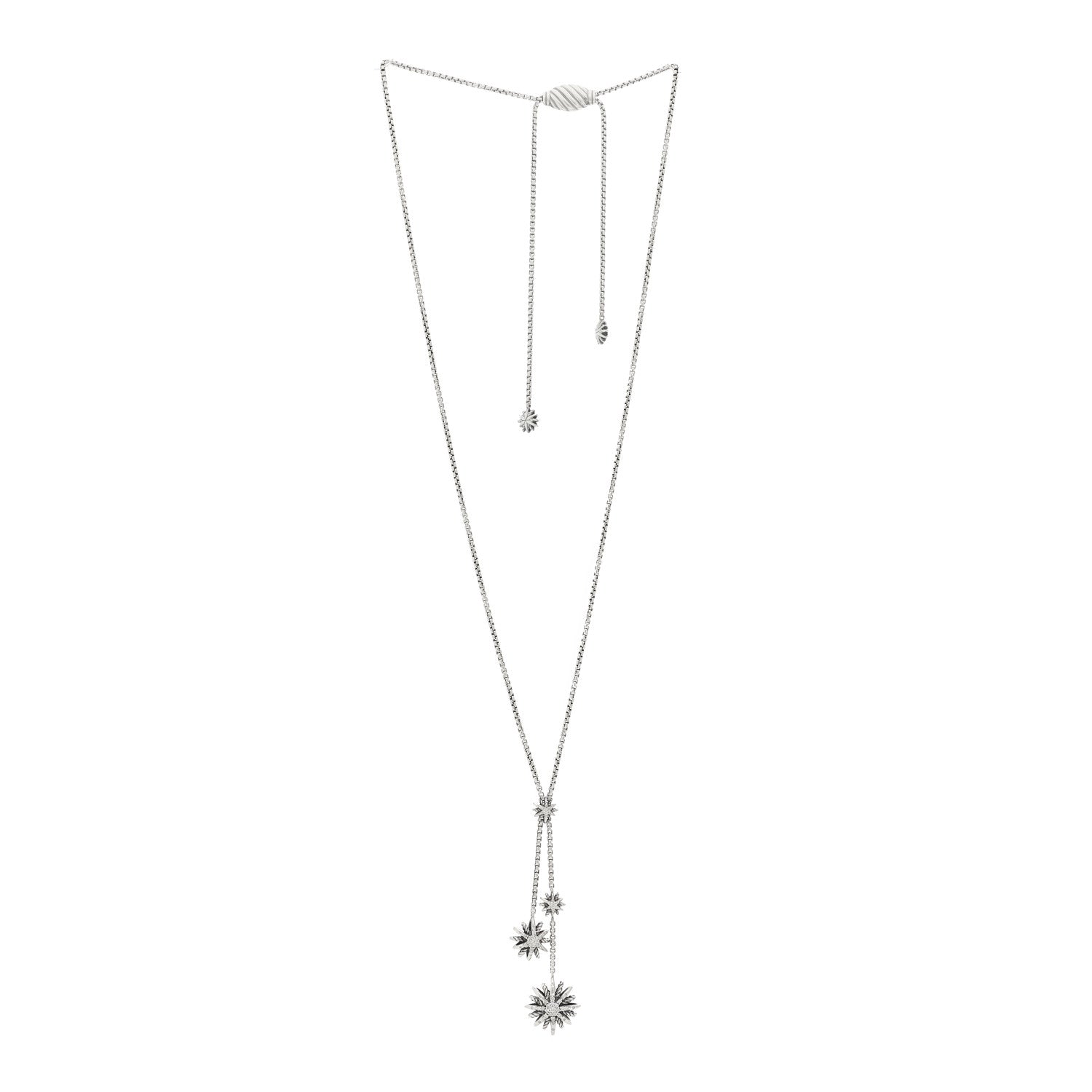 David Yurman Sterling Silver Diamond Starburst Y Necklace 3 of 5