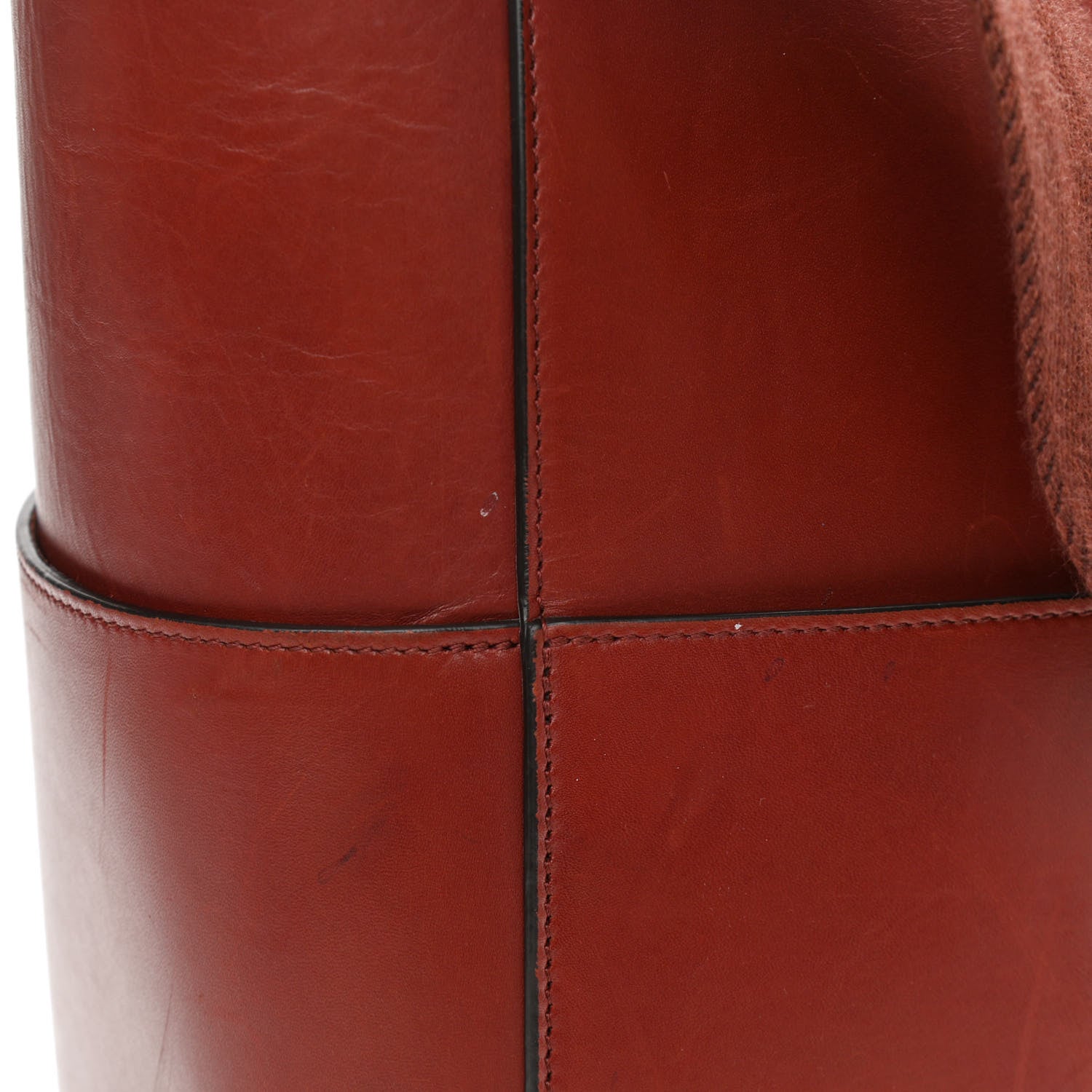 Celine Natural Calfskin Sangle Bucket Bag Red Wood 14 of 15