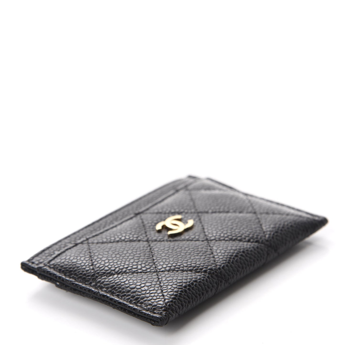 Caviar Quilted Card Holder Black