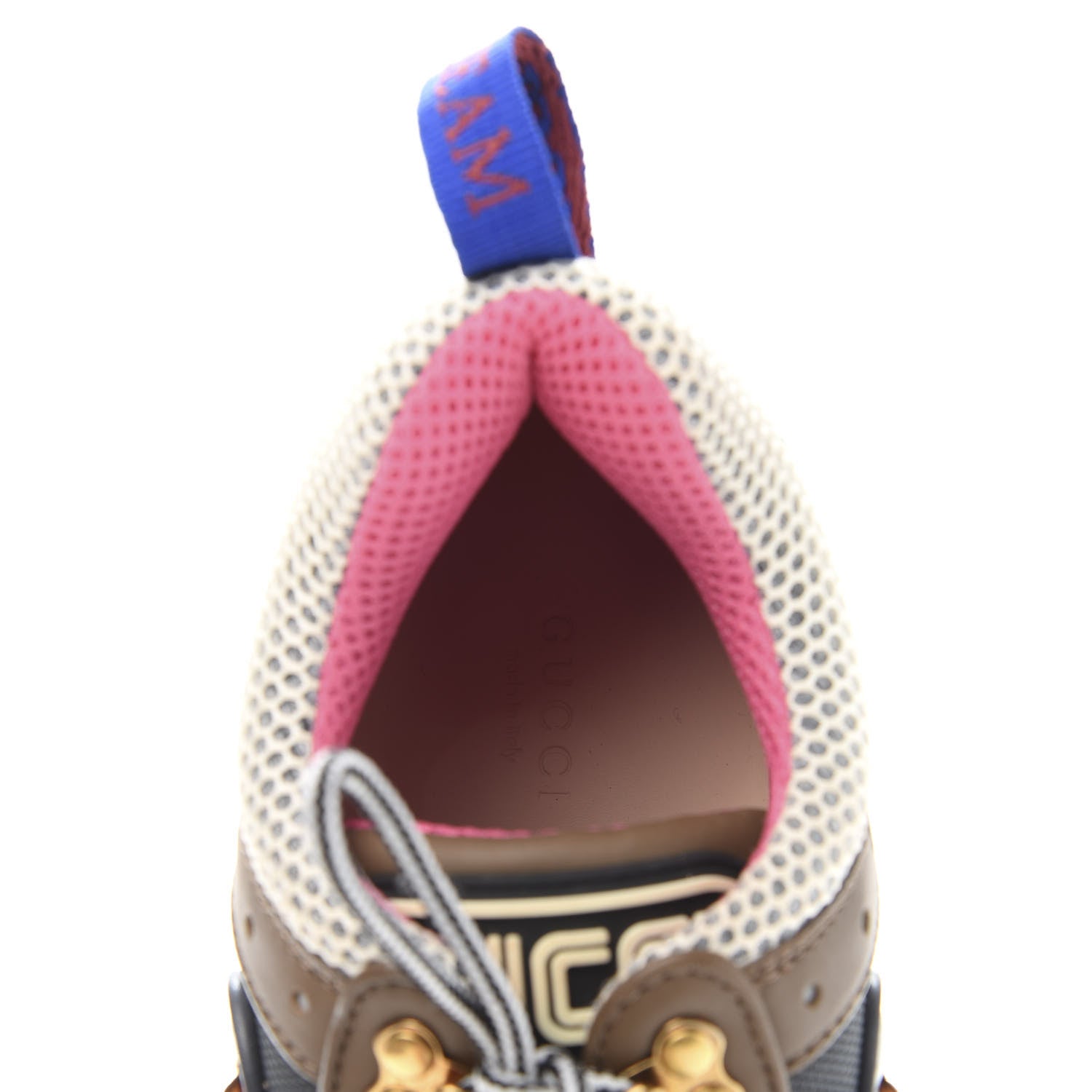 Gucci X SEGA Mesh Canvas Calfskin Womens Flashtrek Sneakers 39 White Box Pink Ardesia Loess 7 of 9