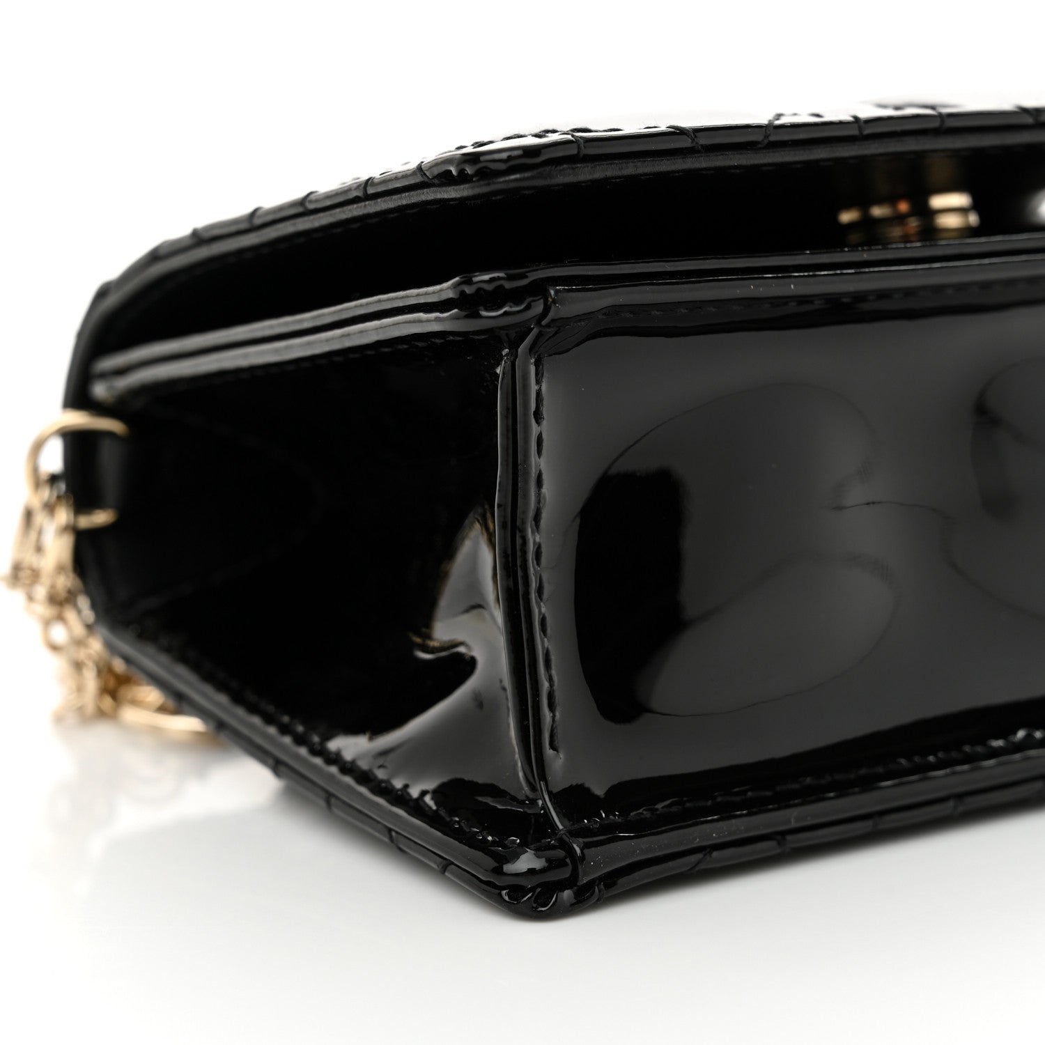 Christian Dior Patent Cannage Mini Pouch on Chain Black 9 of 10