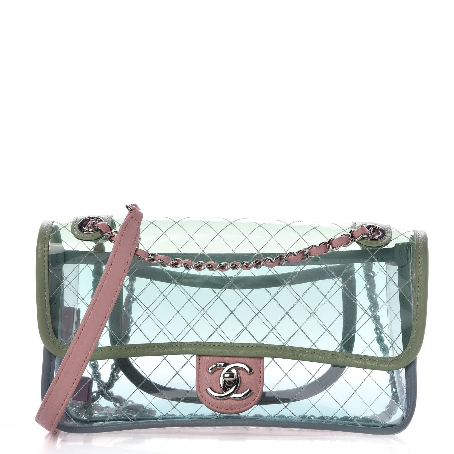Chanel Lambskin PVC Quilted Medium Coco Splash Flap Blue Green 1 of 9