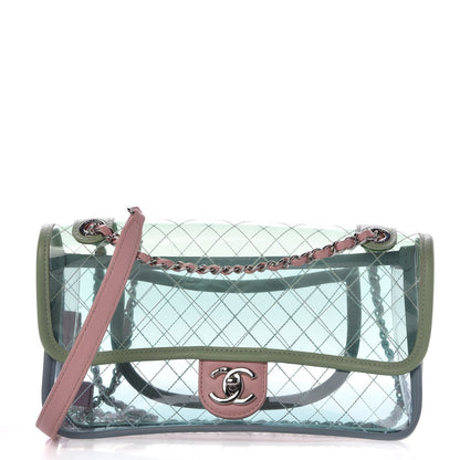 Chanel Lambskin PVC Quilted Medium Coco Splash Flap Blue Green 1 of 9