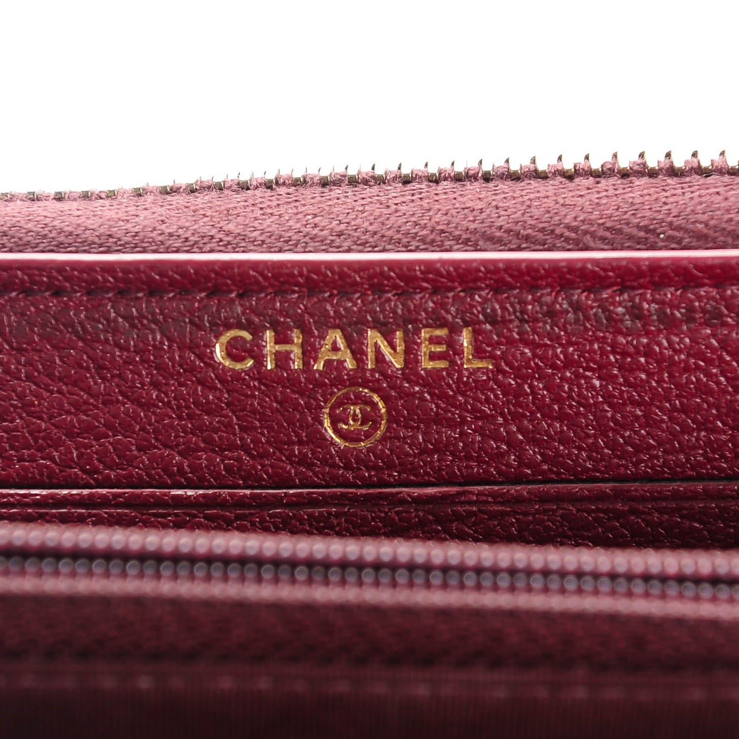 Patent Quilted Small Zip Around Wallet Burgundy