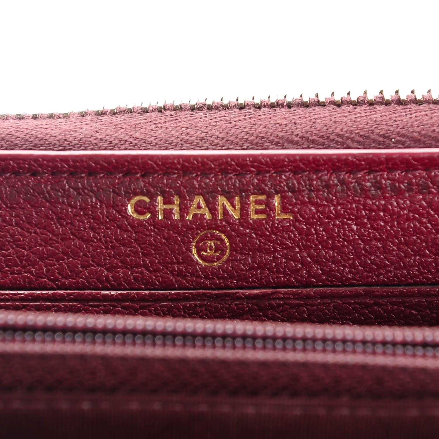 Chanel Patent Quilted Small Zip Around Wallet Burgundy 6 of 7