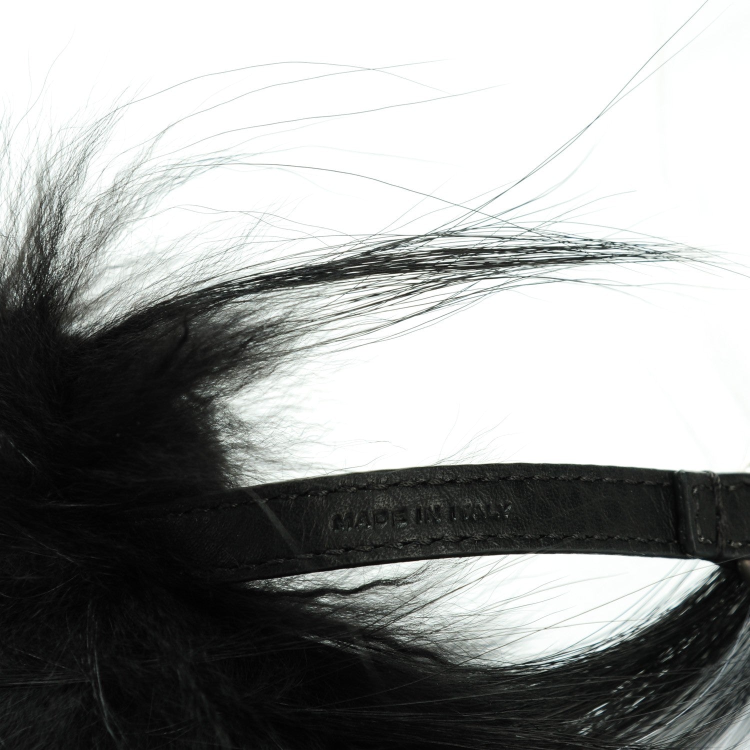 Fendi Cuoio Romano Goat Fox Fur Metal Stitch Triangle Monster Eyes Cube Bag Charm Black White 5 of 5