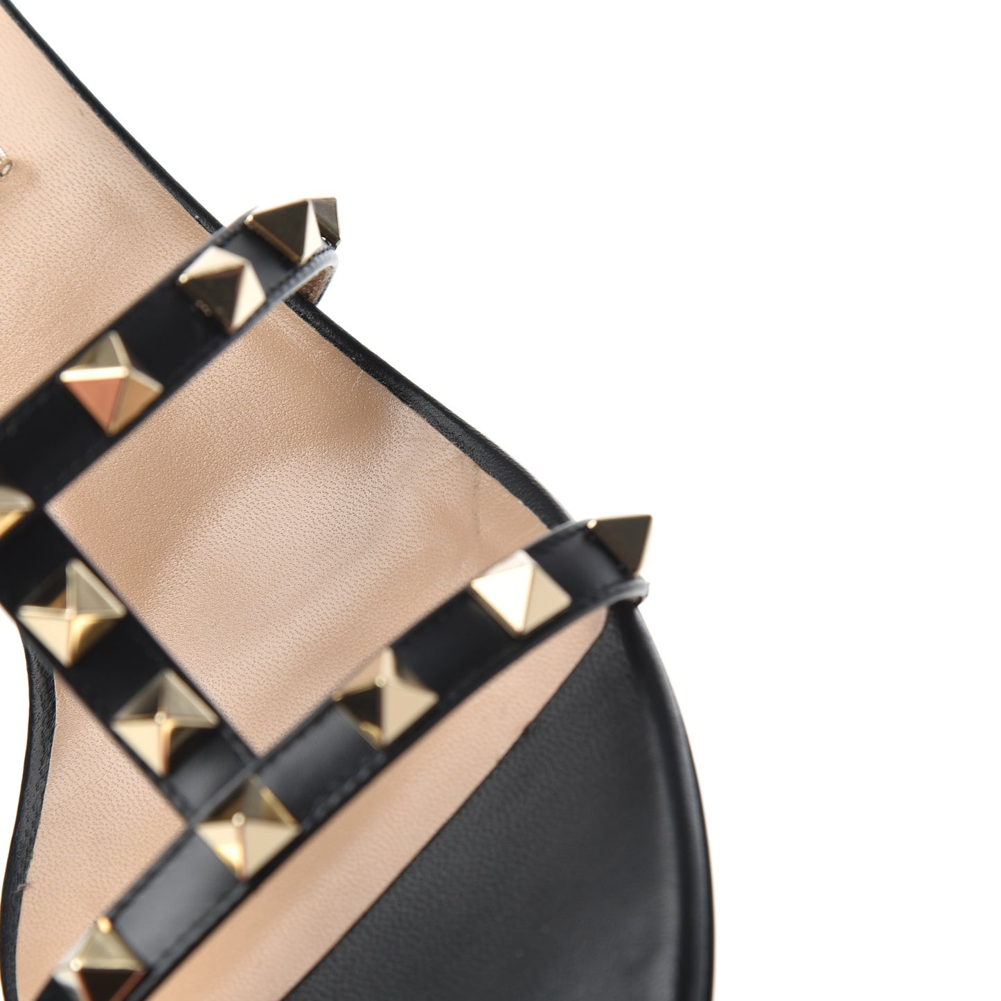 Calfskin Rockstud 60mm Caged Slide Sandals 37.5 Black