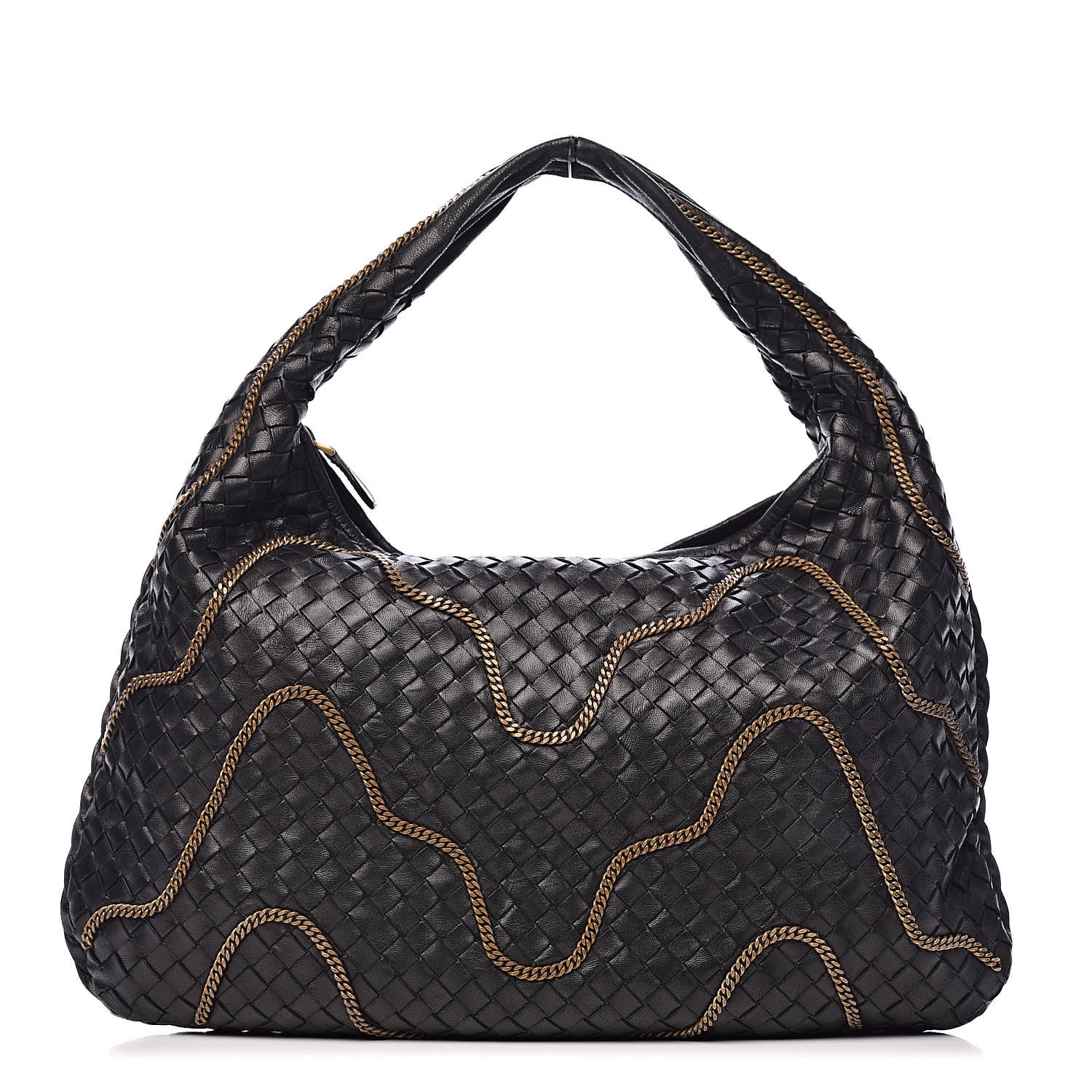 Bottega Veneta Nappa Intrecciato Medium Veneta Chain Hobo Black 1 of 12