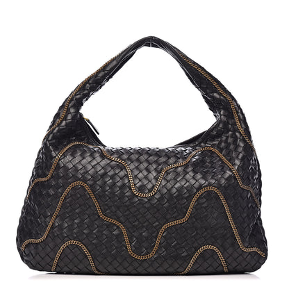 Bottega Veneta Nappa Intrecciato Medium Veneta Chain Hobo Black 1 of 12