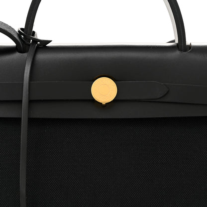 Hermes Military Toile Vache Hunter Herbag Zip Retourne 31 PM Black 9 of 12