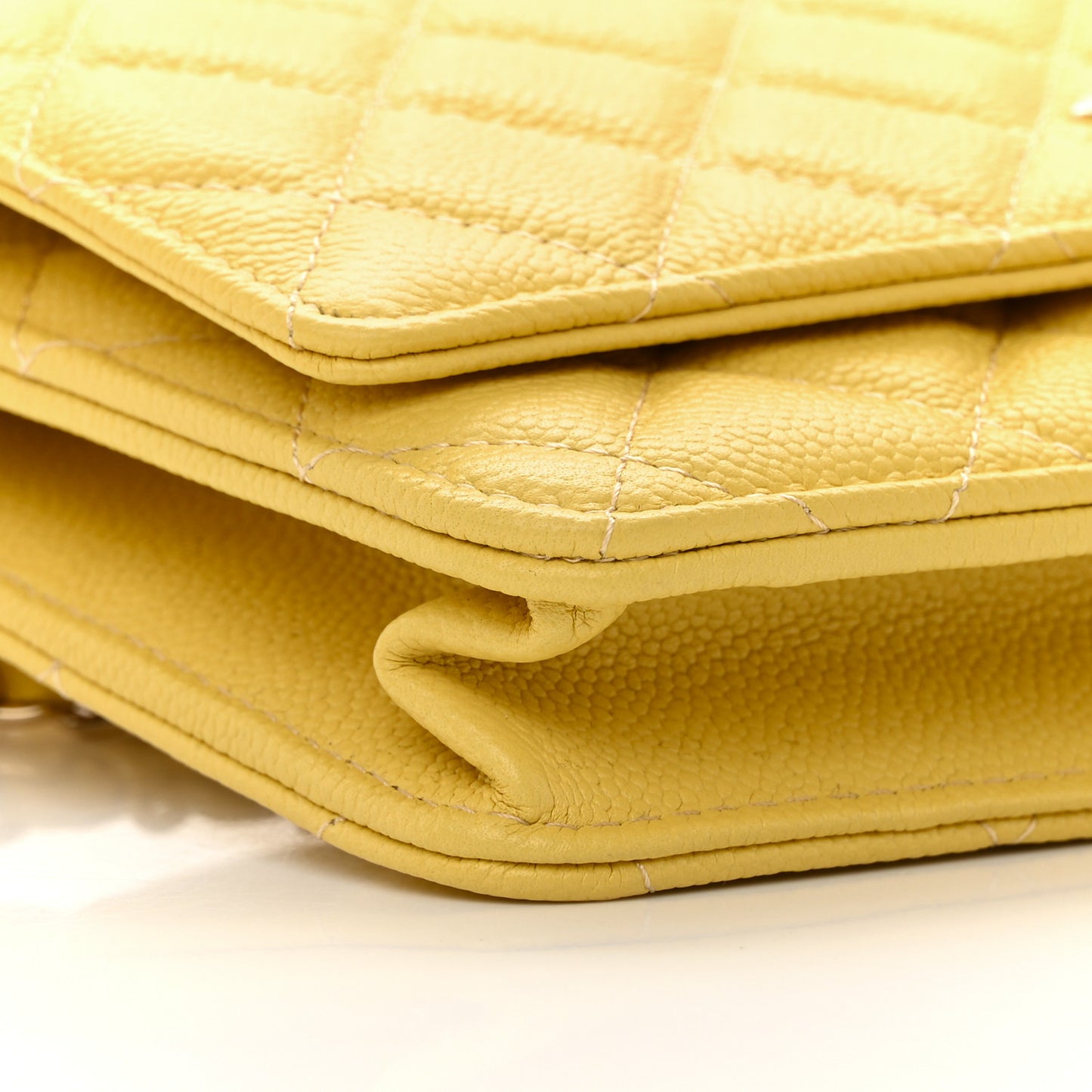 Caviar Quilted Tiny CC Wallet On Chain WOC Yellow