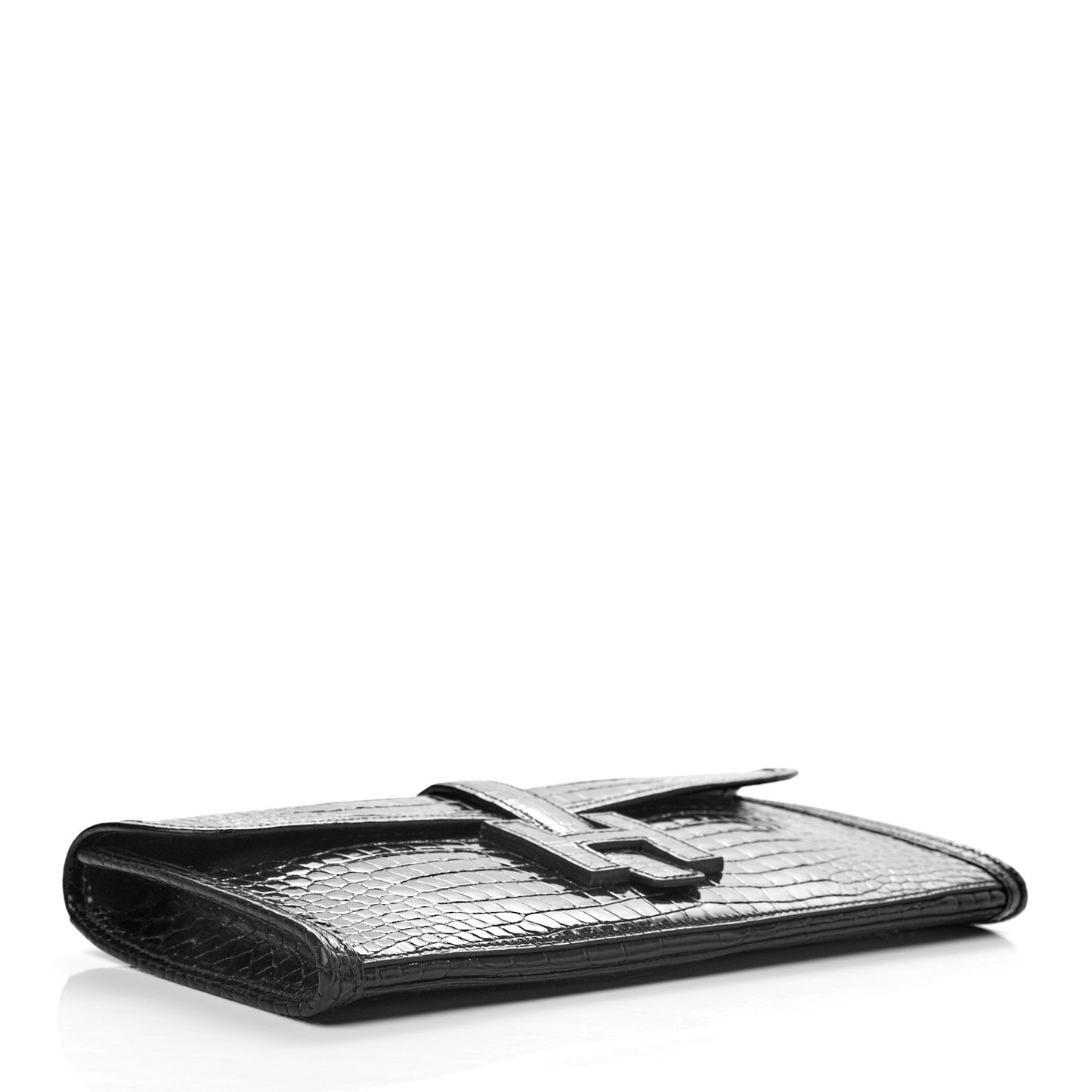 Shiny Porosus Crocodile Jige Elan 29 Clutch Black