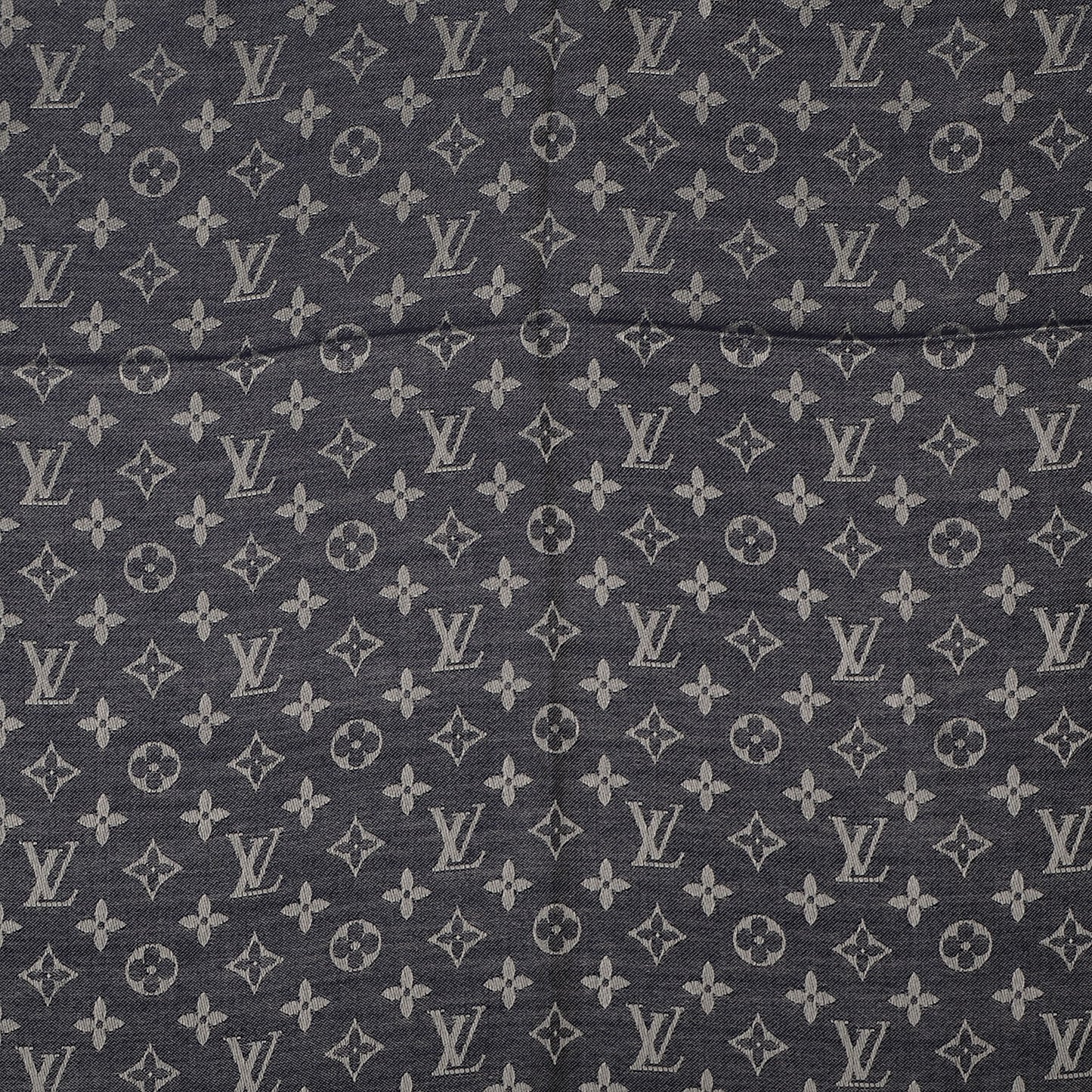 Silk Wool Monogram Denim Shawl Blue