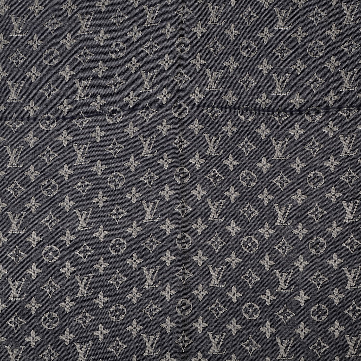 Louis Vuitton Silk Wool Monogram Denim Shawl Blue 1 of 5