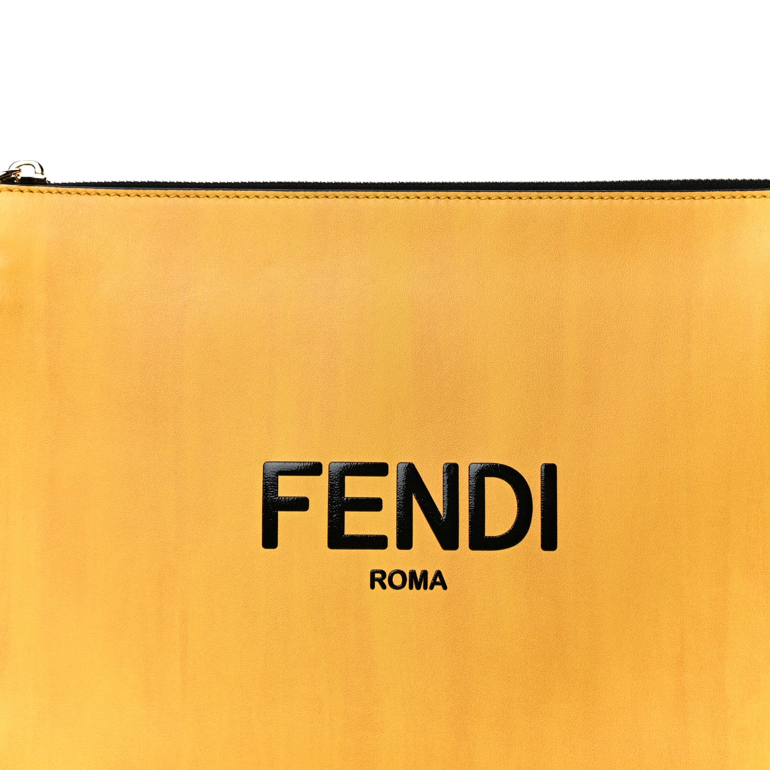 Fendi Vitello Fluffy Logo Clutch Bag Yellow Box Black 10 of 10