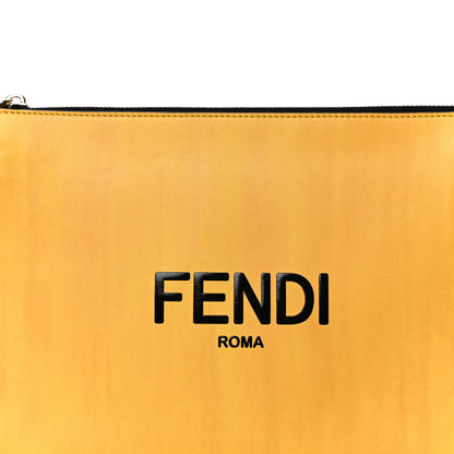 Fendi Vitello Fluffy Logo Clutch Bag Yellow Box Black 10 of 10