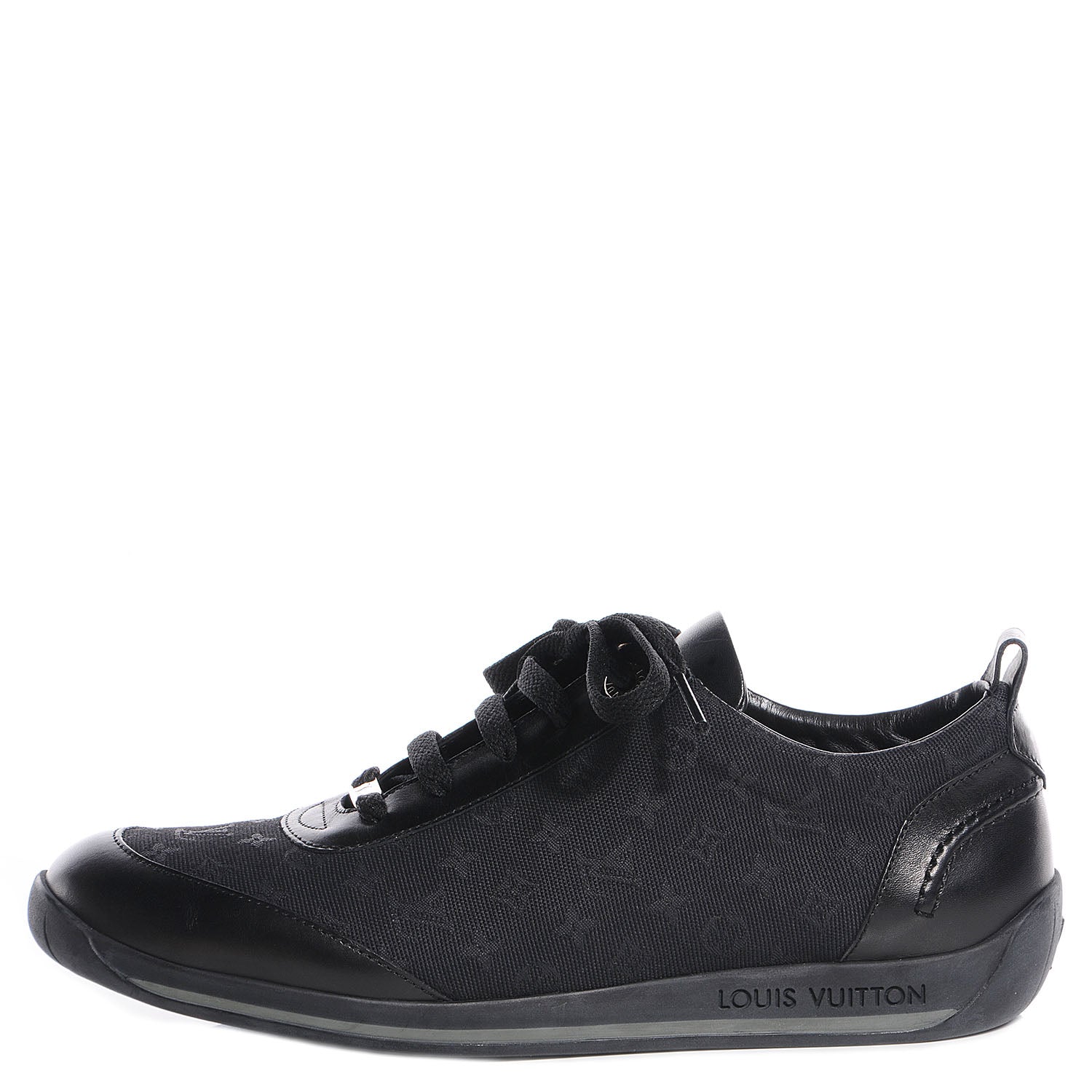 Louis Vuitton Mini Lin Monogram Sneakers Tennis Shoes 38 Black 1 of 5