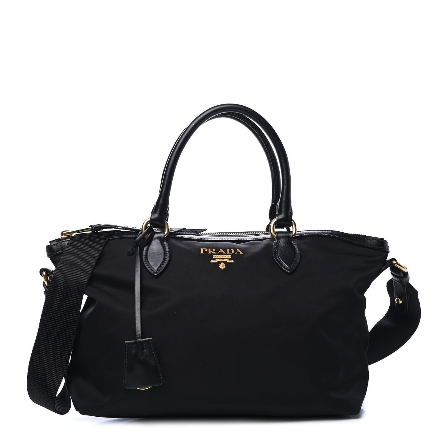 Tessuto Nylon Soft Calf Shopping Tote Black