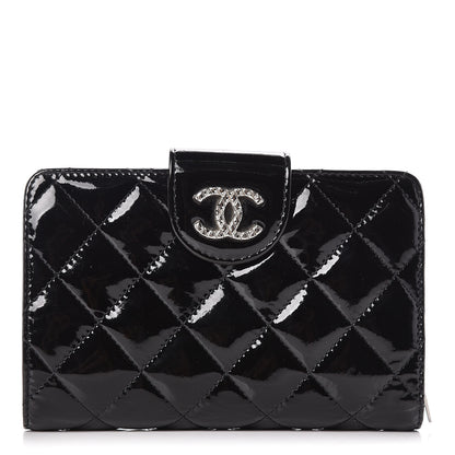 Chanel Patent Quilted Brilliant Zipped Pocket Wallet Black 1 of 8