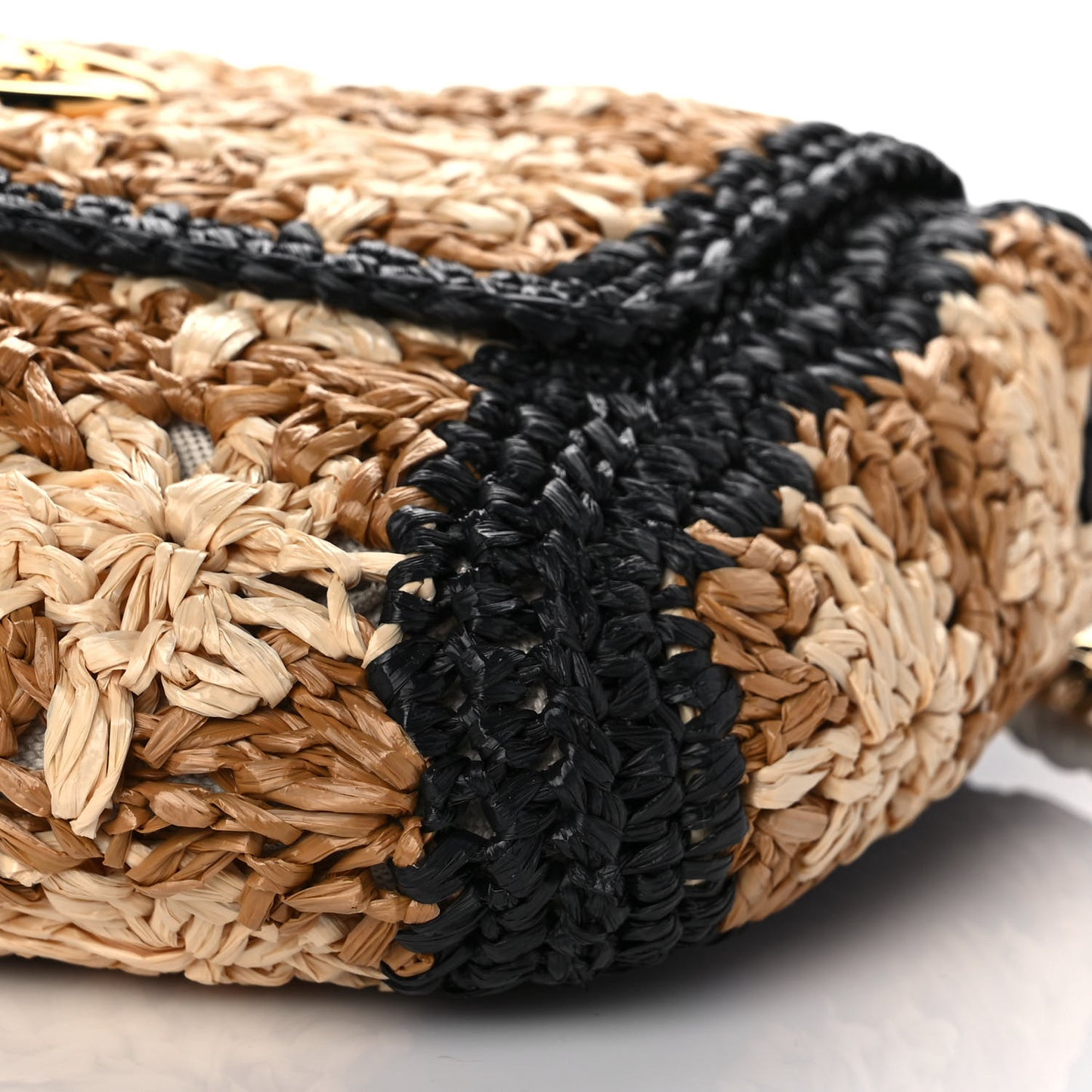Raffia Azalea Calfskin Crochet Flower Small GG Marmont Shoulder Bag Natural Ecru Black