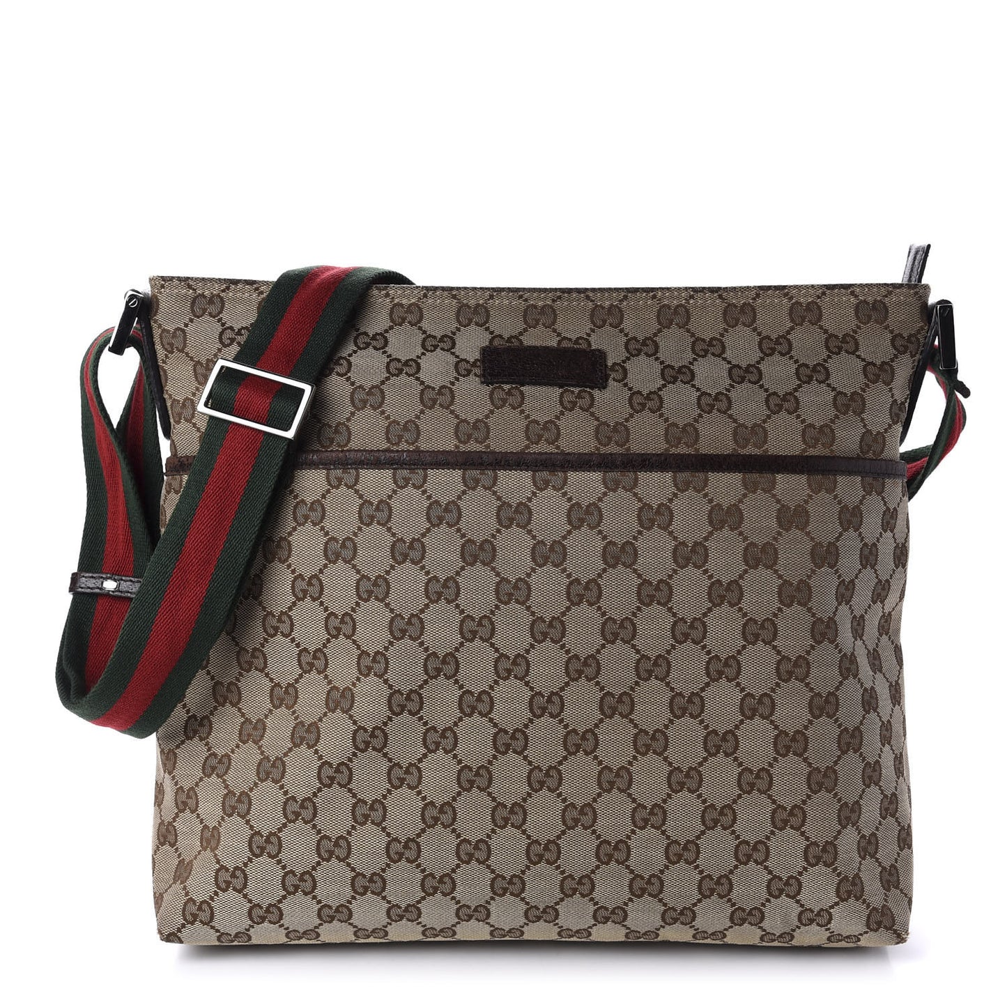 Monogram Web Medium Flat Messenger Bag Brown