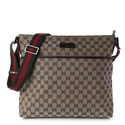 Gucci Monogram Web Medium Flat Messenger Bag Brown 1 of 10