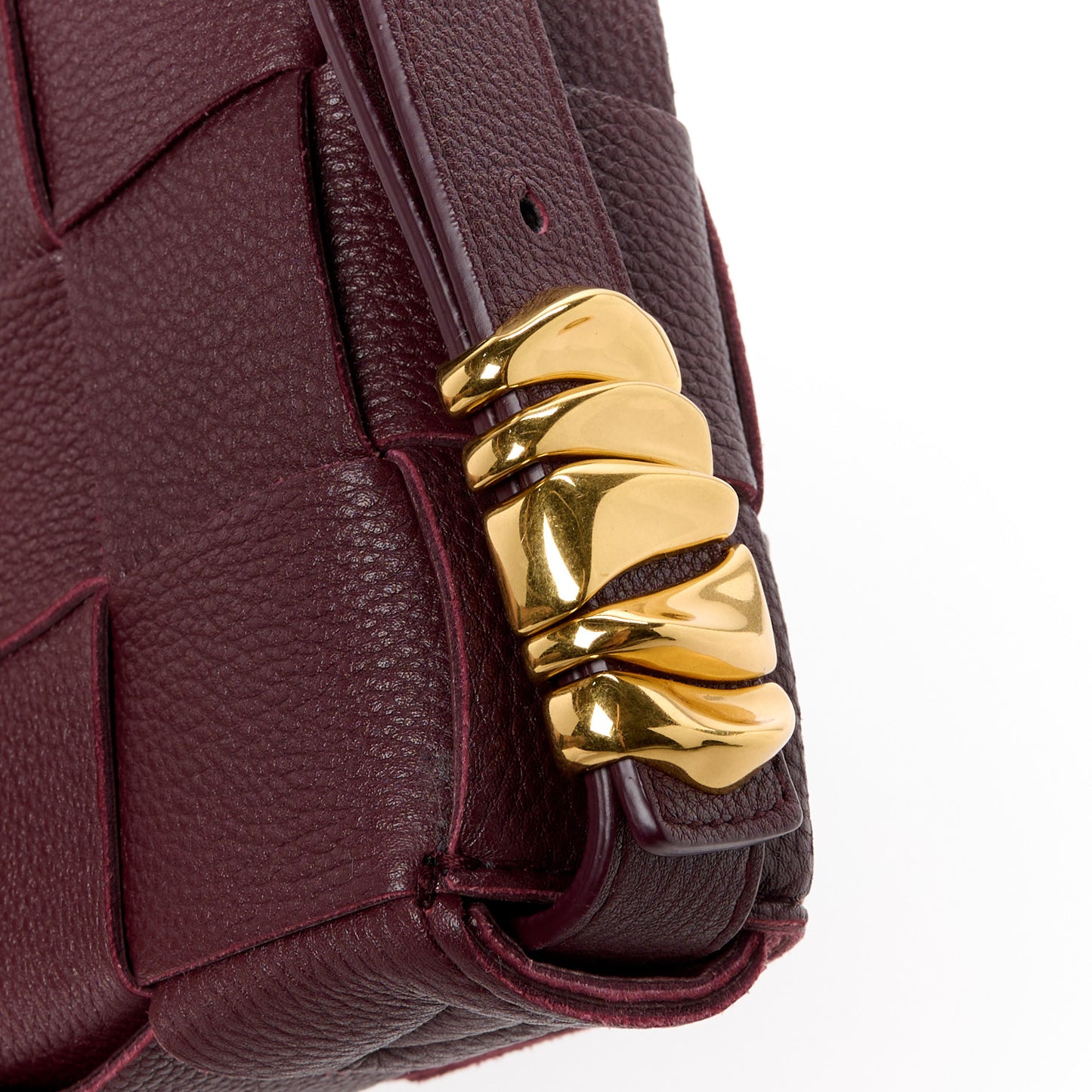 Grained Calfskin Maxi Intrecciato Cassette Crossbody Bag Bordeaux