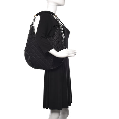 Burberry Nylon Calfskin Quilted Hoxton Hobo Black 2 of 13