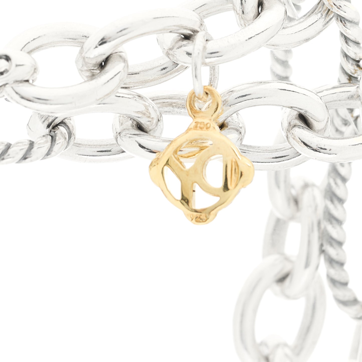 Sterling Silver 18K Yellow Gold Figaro Chain Necklace