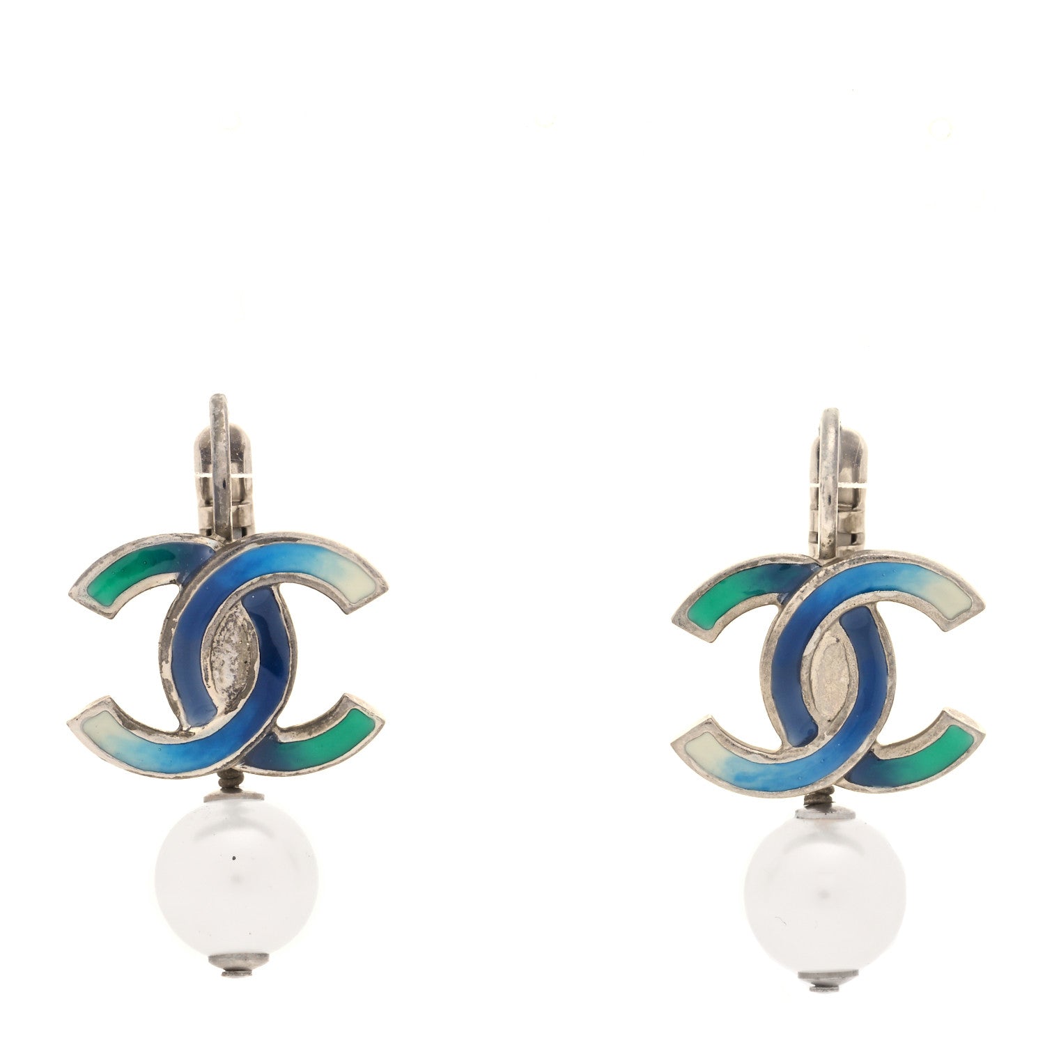 Chanel Enamel CC Pearl Drop Earrings Multicolor 1 of 4