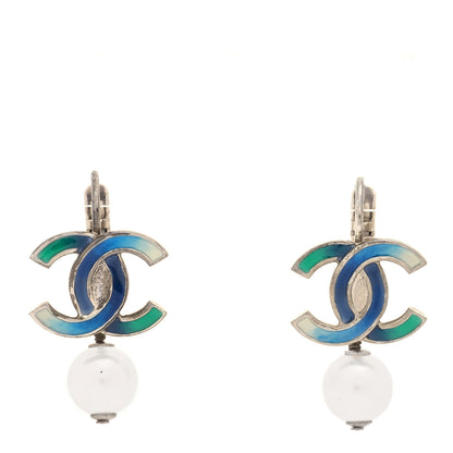 Chanel Enamel CC Pearl Drop Earrings Multicolor 1 of 4