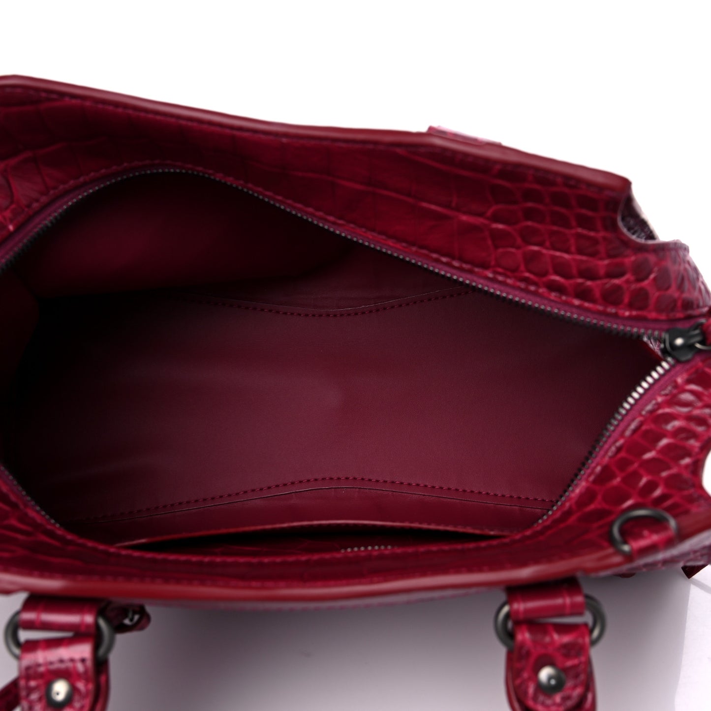Calfskin Crocodile Embossed Neo Classic Silver Hardware S City Raspberry