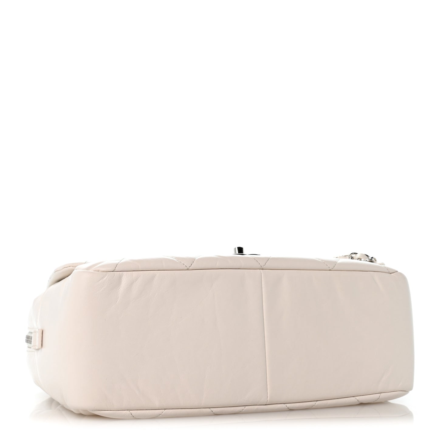 Aged Calfskin Quilted Small Express Bowling Bag White
