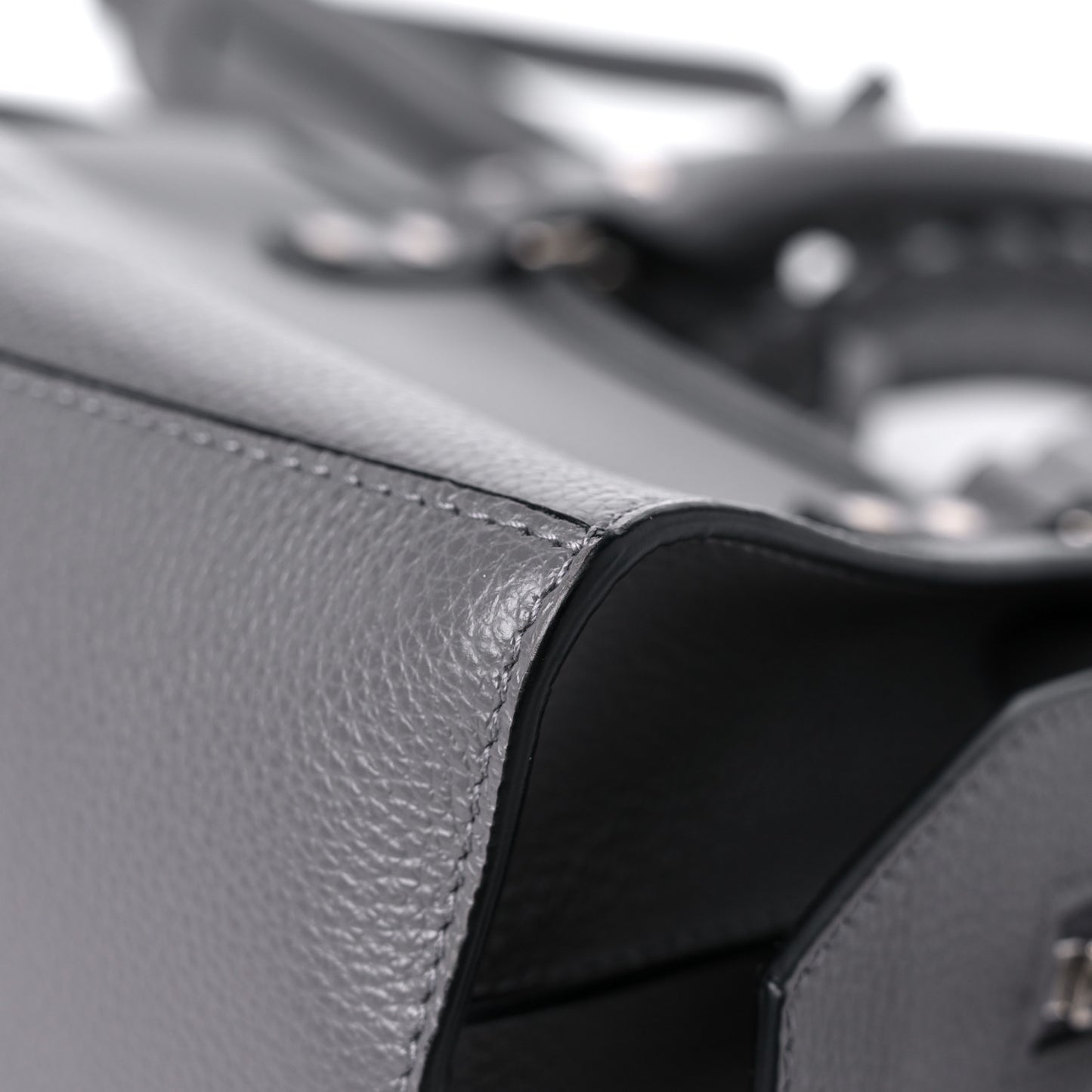 Grained Calfskin Neo Classic Silver Hardware Mini City Dark Grey