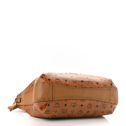MCM Visetos Studded Medium Drawstring Shopper Cognac 4 of 21
